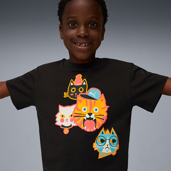 Puma Moody Cat Graphic II Çocuk Siyah Tişört