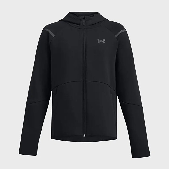 Under Armour Zip Hoodie Unstoppable Fleece Erkek Çocuk Siyah Kapüşonlu Ceket