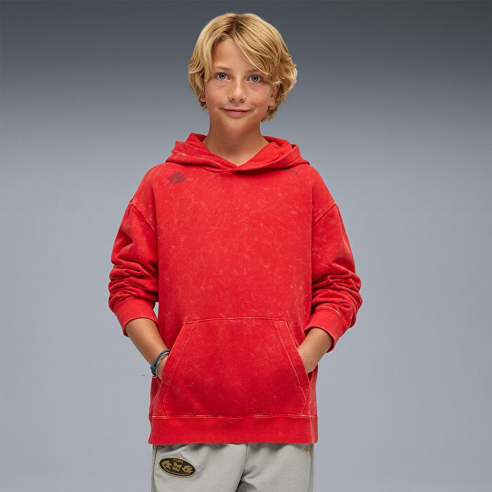Puma x Sonic Relaxed Graphic Erkek Çocuk Kırmızı Kapüşonlu Sweatshirt