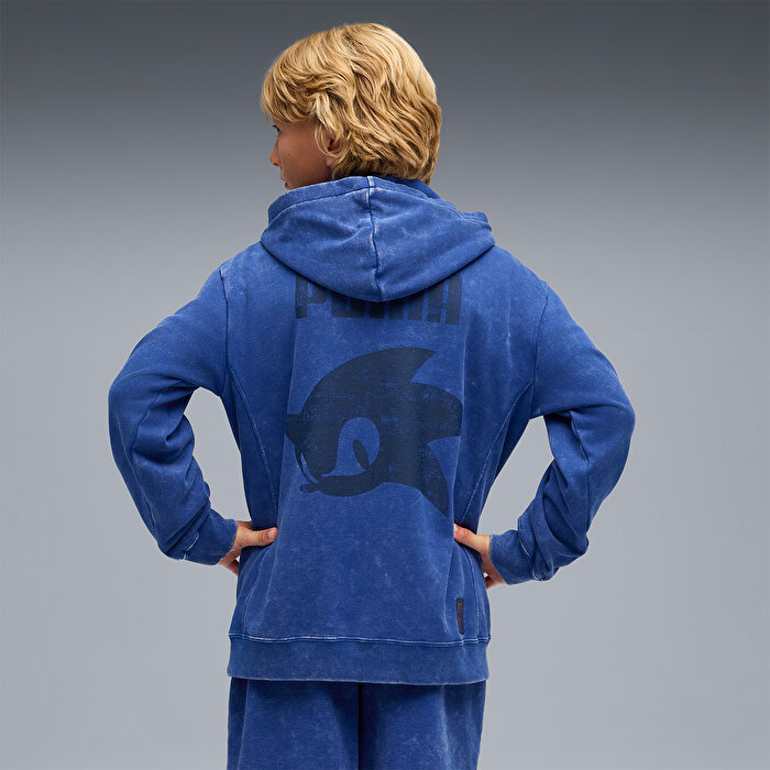 Puma x Sonic Relaxed Graphic Erkek Çocuk Lacivert Kapüşonlu Sweatshirt