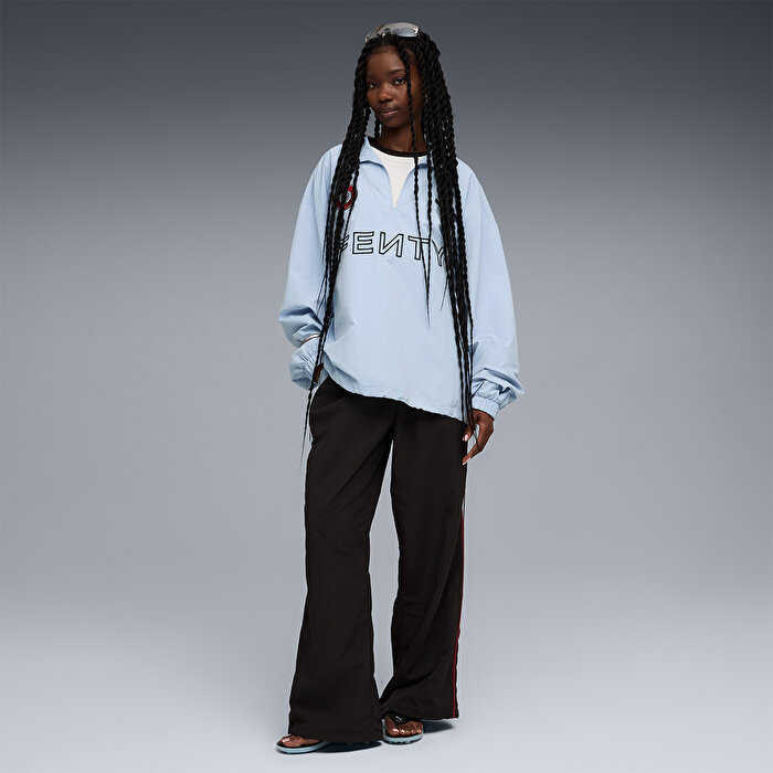 Puma x Fenty Nylon Drill Top Mavi Klasik Yaka Sweatshirt