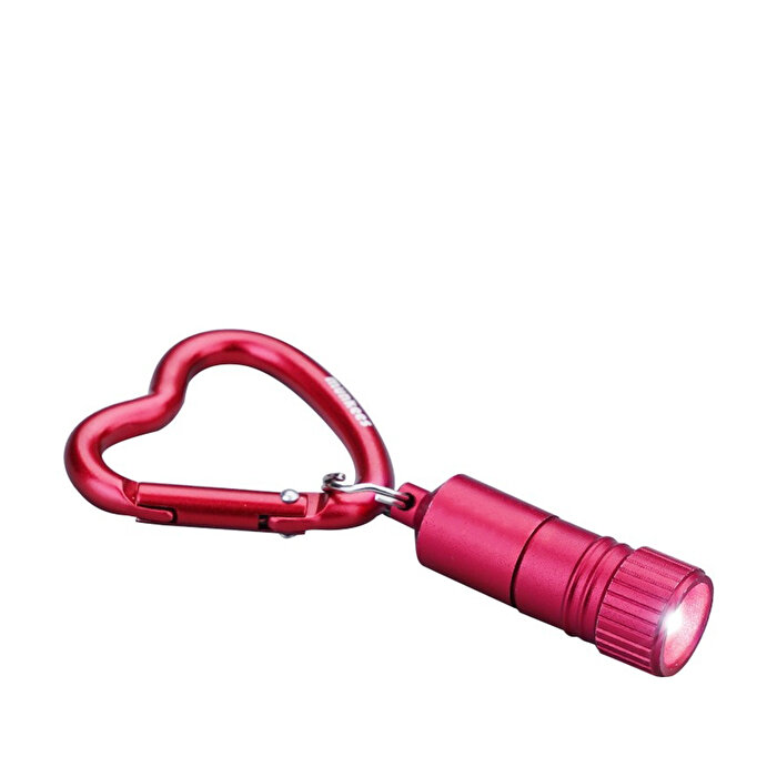 Munkees Mini Led Flashlight With Heart Carabiner Kırmızı Anahtarlık