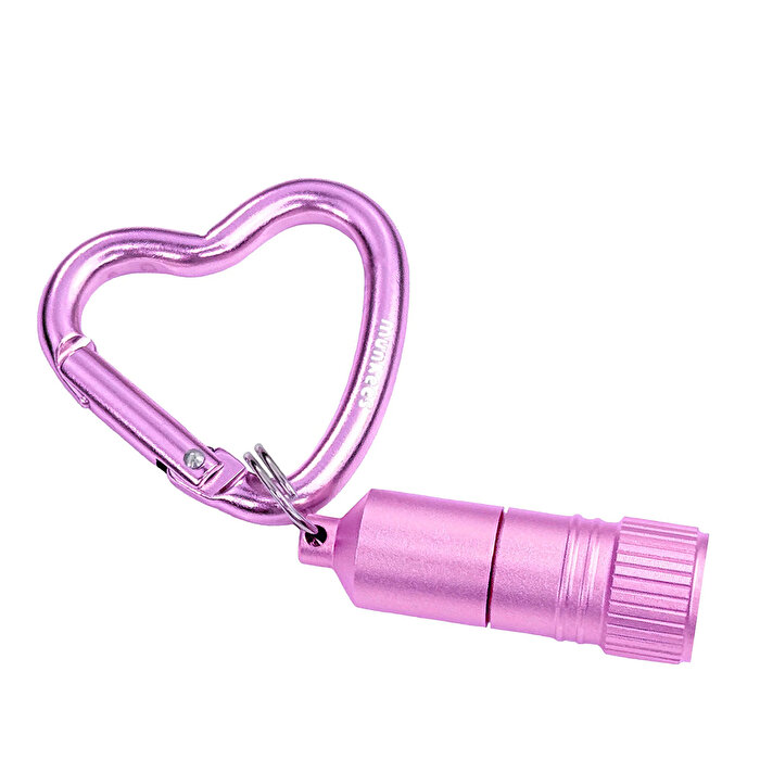 Munkees Mini Led Flashlight With Heart Carabiner Pembe Anahtarlık
