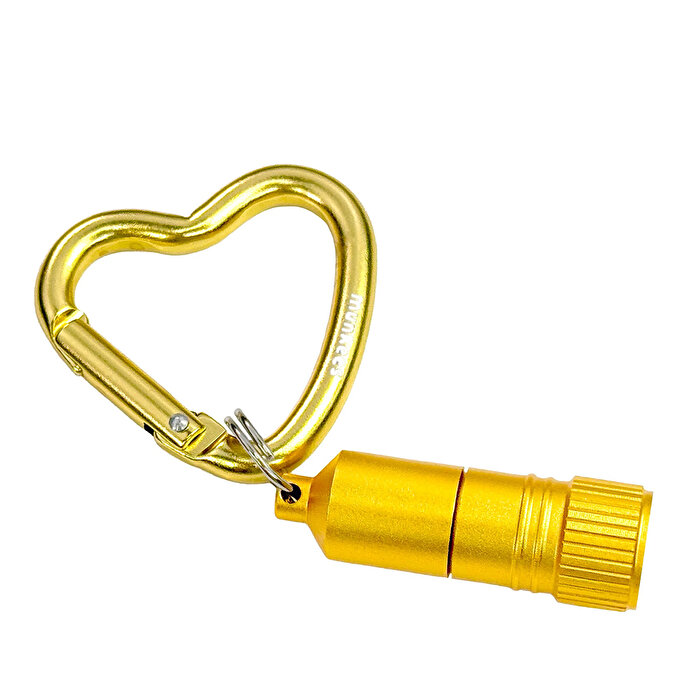 Munkees Mini Led Flashlight With Heart Carabiner Sarı Anahtarlık