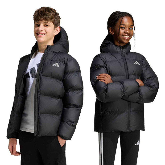 adidas Syntetic Down Çocuk Siyah Kapüşonlu Mont