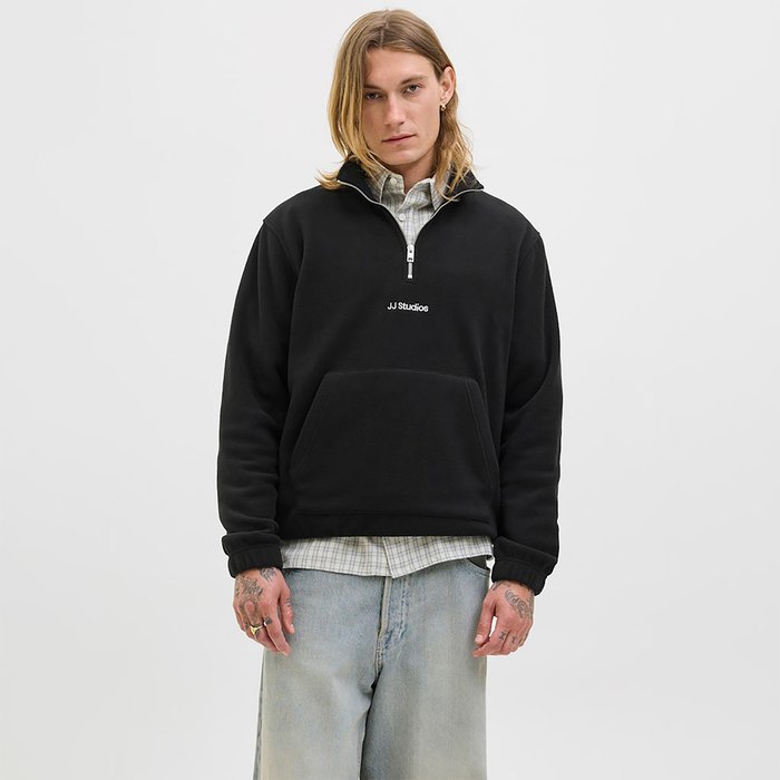 Jack&Jones Polar Soho Fleece Erkek Siyah Dik Yaka Sweatshirt