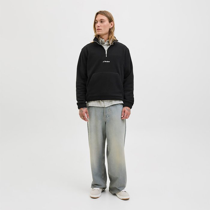 Jack&Jones Polar Soho Fleece Erkek Siyah Dik Yaka Sweatshirt