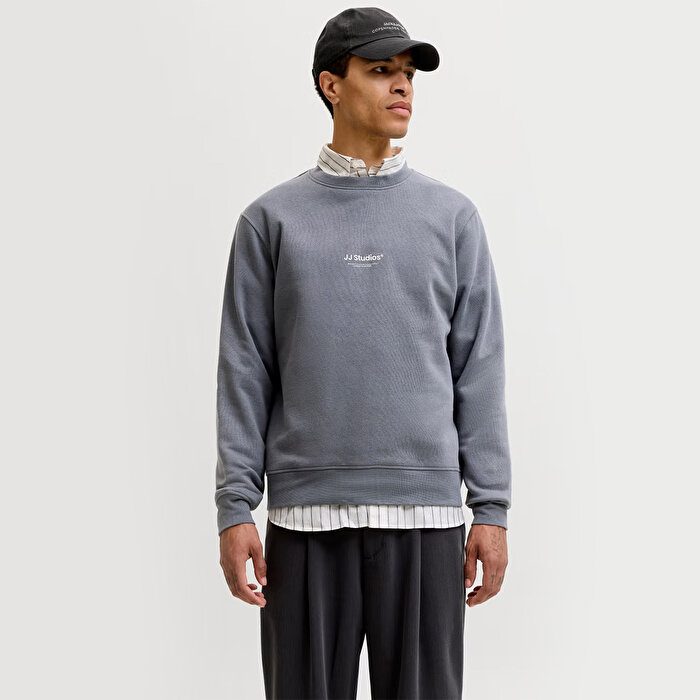 Jack&Jones Soho Erkek Gri Dik Yaka Sweatshirt