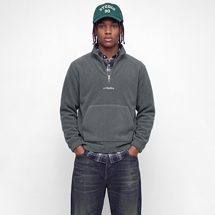Jack&Jones Polar Soho Fleece Erkek Gri Dik Yaka Sweatshirt