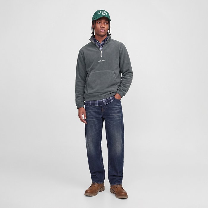 Jack&Jones Polar Soho Fleece Erkek Gri Dik Yaka Sweatshirt