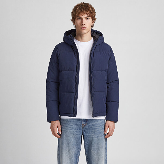 Jack&Jones Galaxy Puffer Erkek Lacivert Dik Yaka Mont