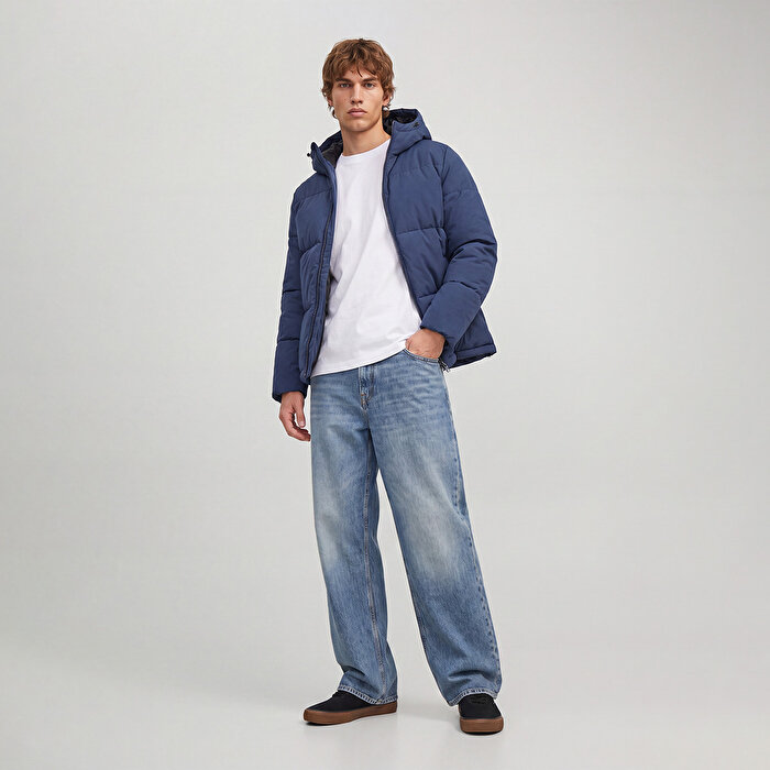 Jack&Jones Galaxy Puffer Erkek Lacivert Dik Yaka Mont