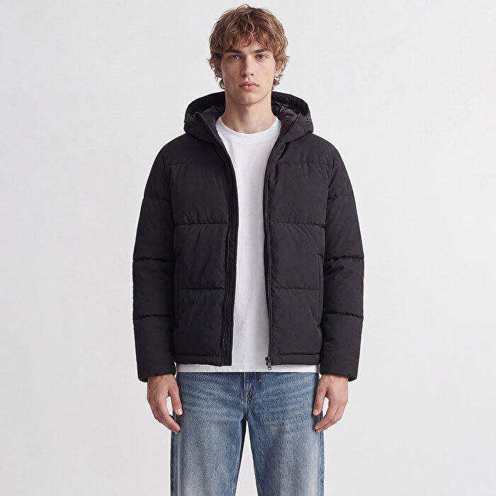 Jack&Jones Galaxy Puffer Erkek Siyah Dik Yaka Mont