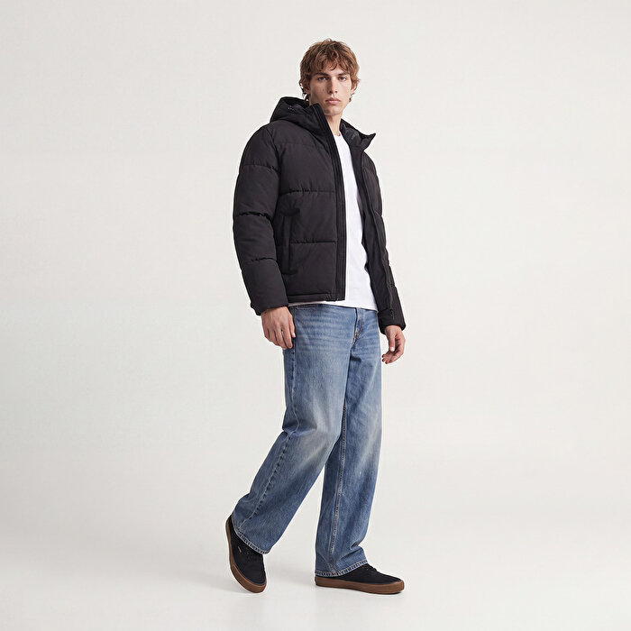Jack&Jones Galaxy Puffer Erkek Siyah Dik Yaka Mont