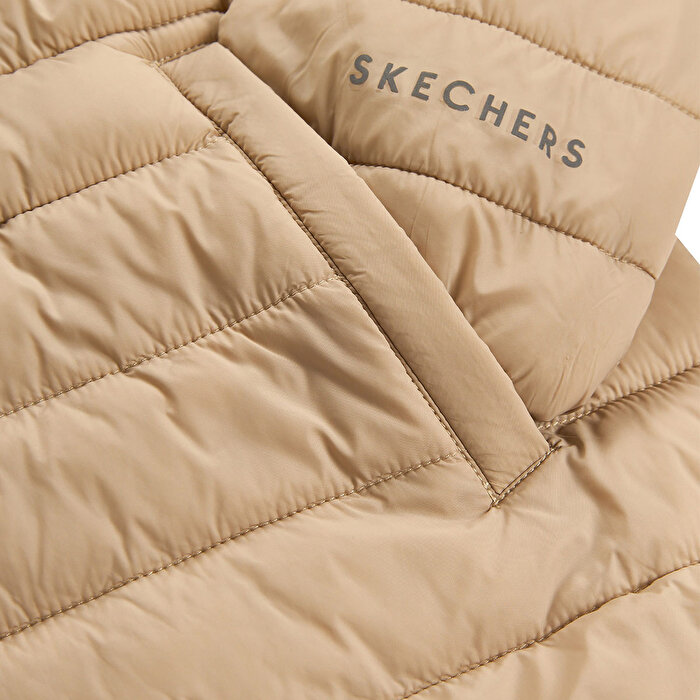 Skechers Padded Long Light Kadın Bej Kapüşonlu Mont