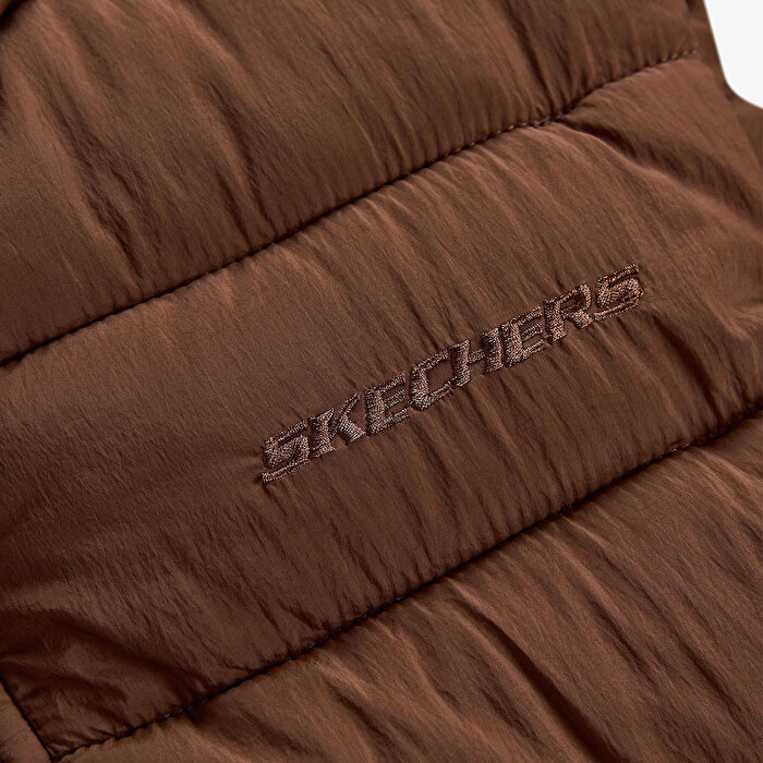 Skechers Padded Pocket Light Kadın Kahverengi Dik Yaka Yelek
