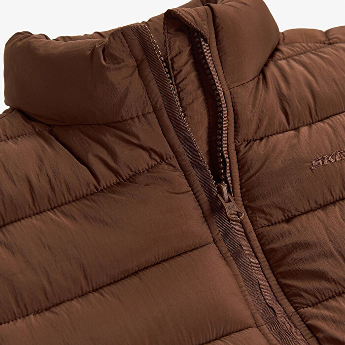 Skechers Padded Pocket Light Kadın Kahverengi Dik Yaka Yelek