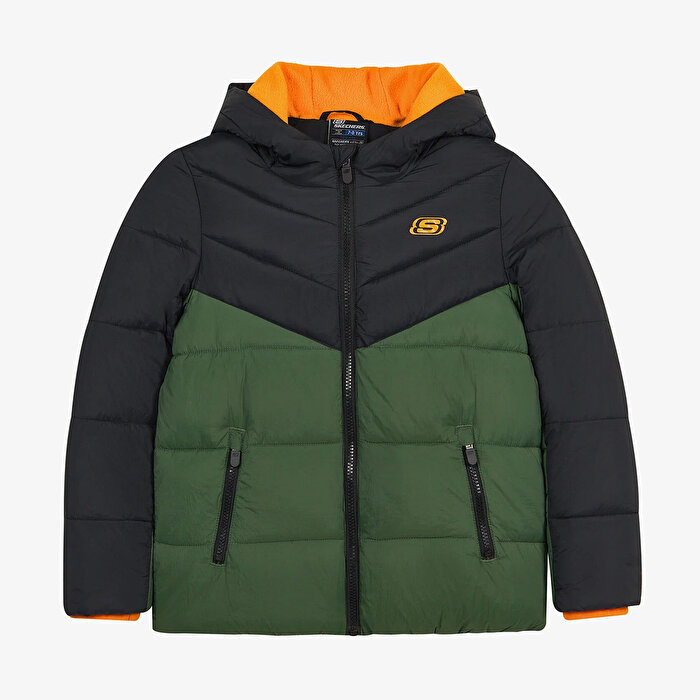 Skechers Mont Puffer Erkek Çocuk Siyah Kapüşonlu Mont