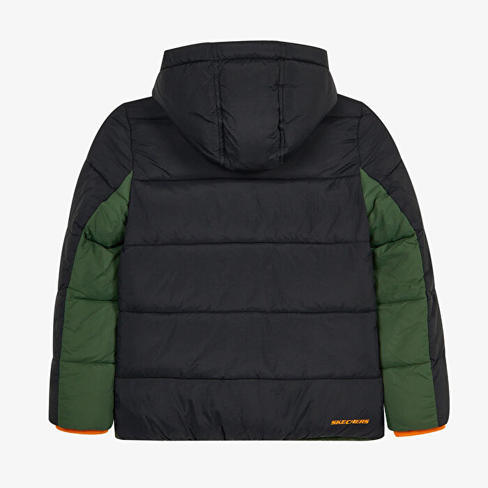 Skechers Mont Puffer Erkek Çocuk Siyah Kapüşonlu Mont