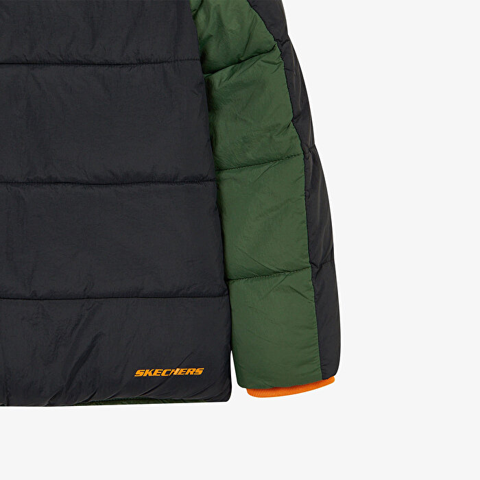 Skechers Mont Puffer Erkek Çocuk Siyah Kapüşonlu Mont