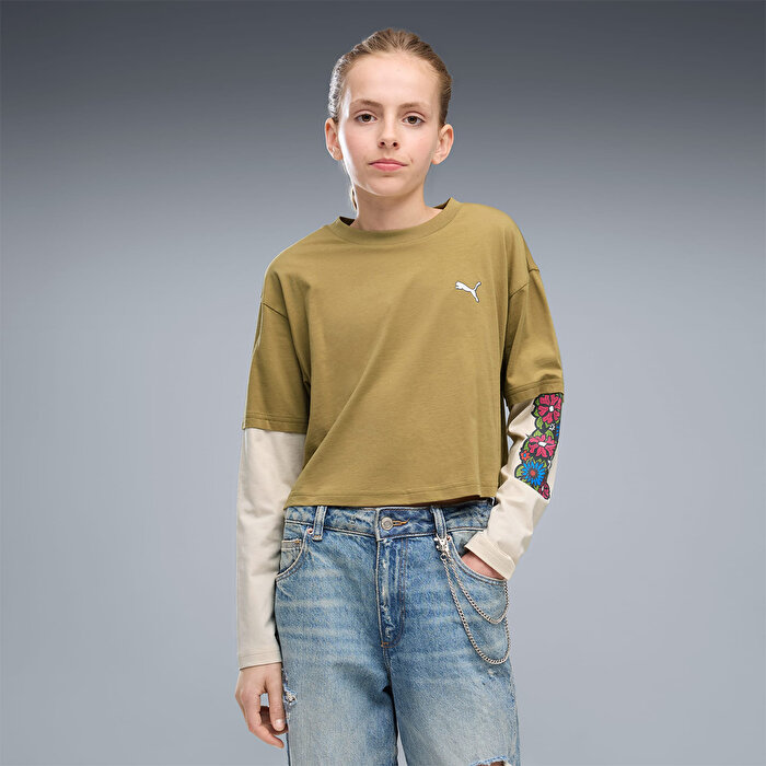 Puma Mid 90s Kız Çocuk Kahverengi Tişört