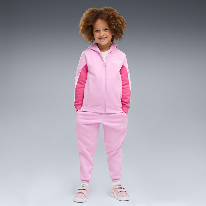 Puma Essentials Block Suit Çocuk Pembe Dik Yaka Eşofman Takımı