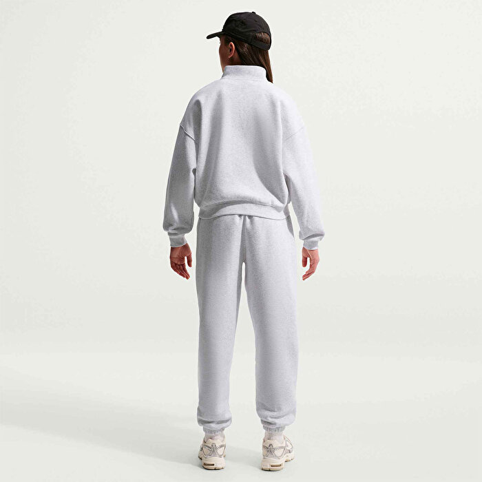 Nike Studio Fleece Quarter Zip Oversize Kız Çocuk Bej Dik Yaka Sweatshirt