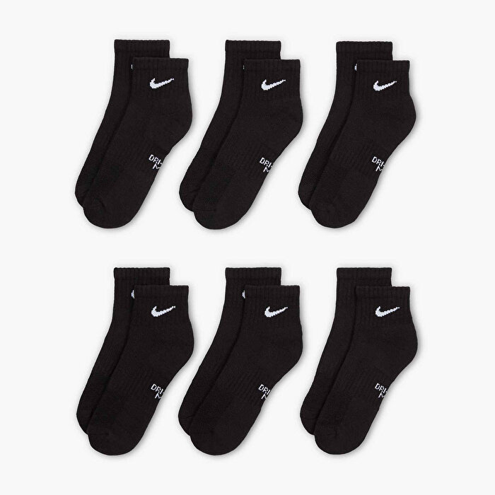 Nike Everyday Cush Ankle 6' lı Çocuk Siyah Çorap