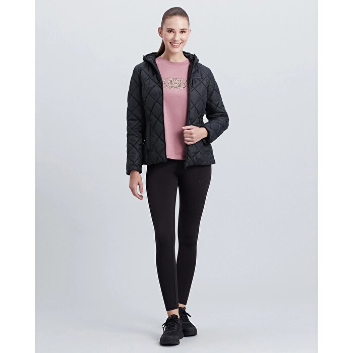 Skechers Capitone Hooded Kadın Siyah Kapüşonlu Mont