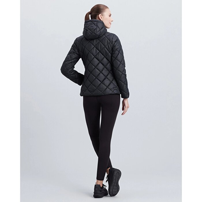 Skechers Capitone Hooded Kadın Siyah Kapüşonlu Mont