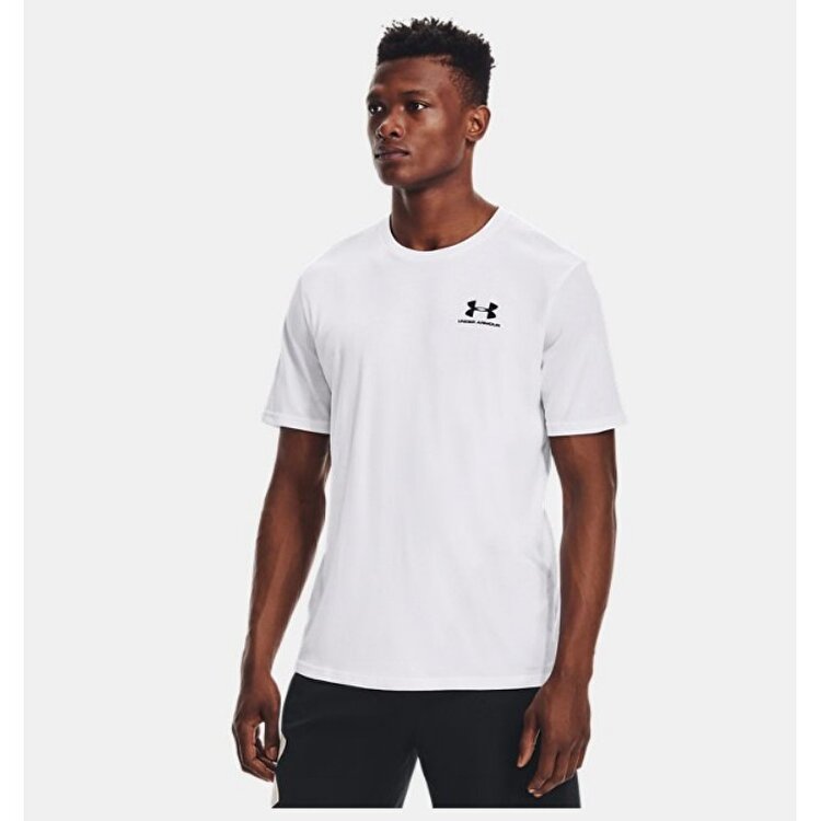 Under Armour Sportstyle Left Chest Erkek Beyaz Bisiklet Yaka