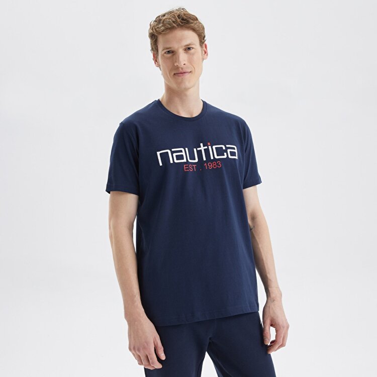 Nautica V35527T Erkek Lacivert Bisiklet Yaka Tişört