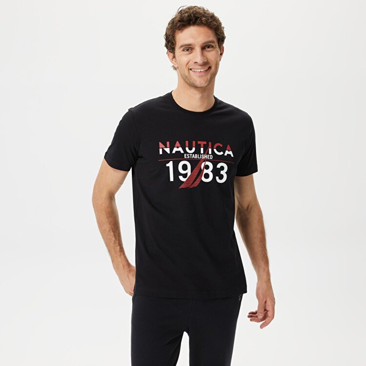 Nautica V35535T Erkek Siyah Bisiklet Yaka Tişört