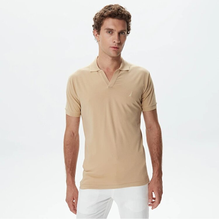 Nautica K35523T Erkek Bej Polo Tişört