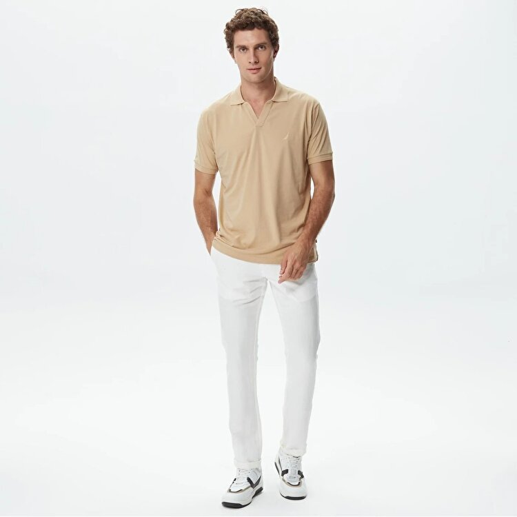 Nautica K35523T Erkek Bej Polo Tişört