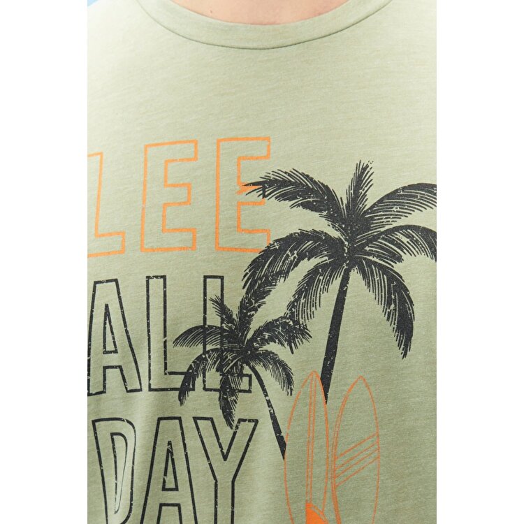 Lee Lightweight Graphic Erkek Yeşil Bisiklet Yaka Tişört