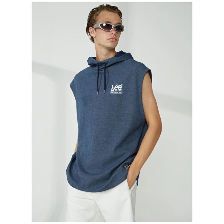 Lee Erkek Lacivert Kapüşonlu Sweatshirt