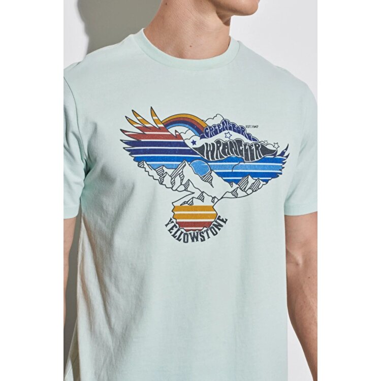 Wrangler Erkek Mavi Bisiklet Yaka Tişört