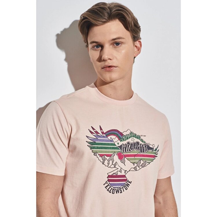 Wrangler Erkek Pembe Bisiklet Yaka Tişört