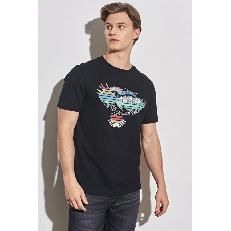 Wrangler Erkek Siyah Bisiklet Yaka Tişört