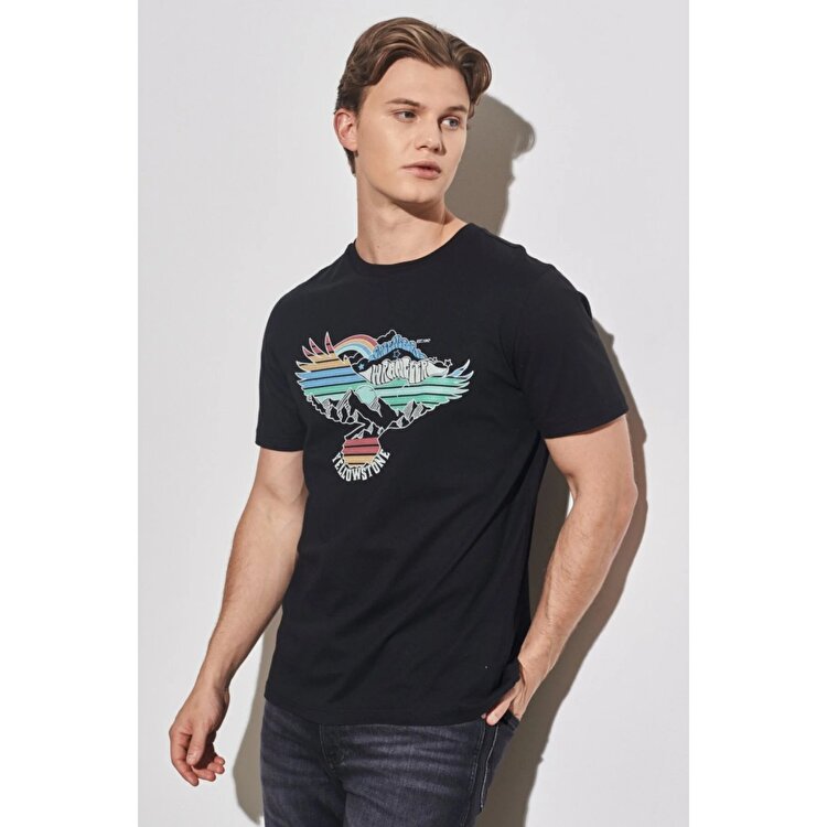 Wrangler Erkek Siyah Bisiklet Yaka Tişört