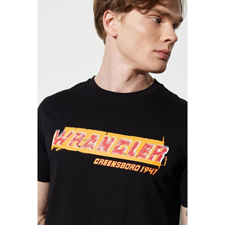 Wrangler Erkek Siyah Bisiklet Yaka Tişört