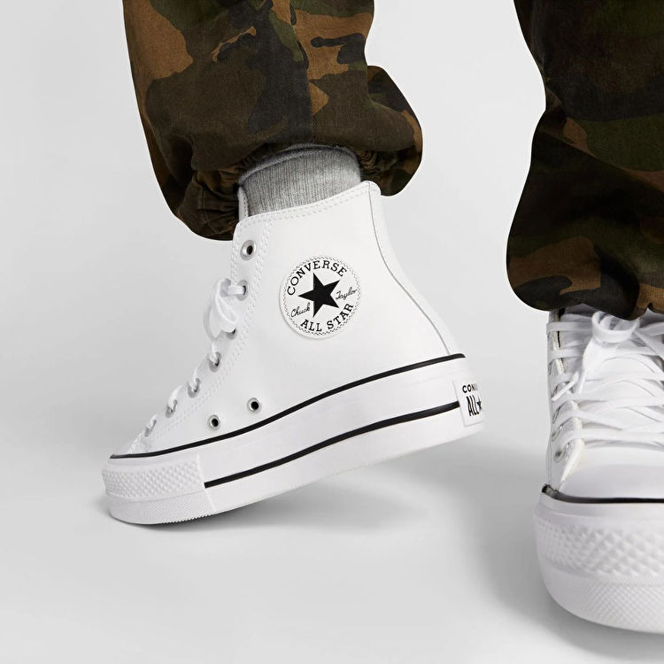 Converse Chuck Taylor All Star Platform Leath Kadın Beyaz Sneaker - Görsel 5