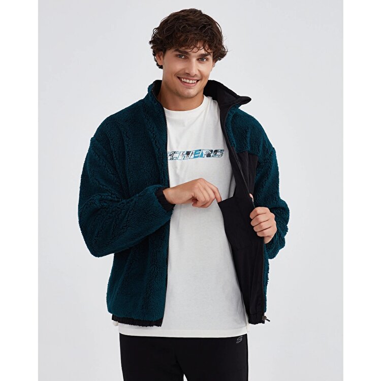 Skechers Outdoor Fleece Sherpa Erkek Lacivert Dik Yaka Ceket