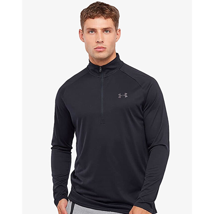 Under Armour Tech 2.0 1/2 Zip Erkek Siyah Uzun Kollu Tişört