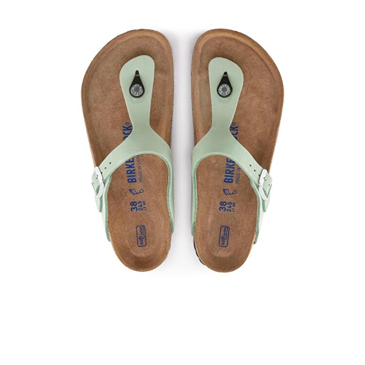 Birkenstock Gizeh Soft Footbed Nubuck Kadın Yeşil Terlik - Görsel 4