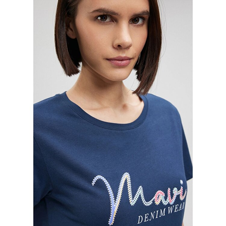 Mavi Logo Kadın Lacivert Yuvarlak Yaka Tişört