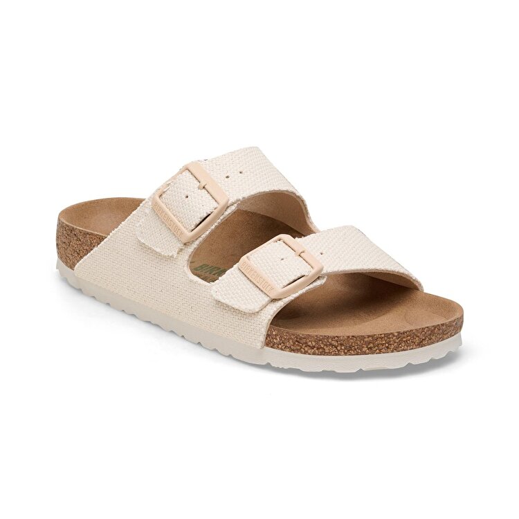 Birkenstock Arizona Tex Rough Canvas Vegan Kadın Ekru Terlik - Görsel 3