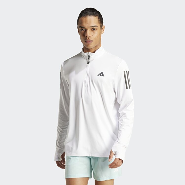 ウェア Ida sply jersey adidas Own The Run B Half Zip Erkek Beyaz Dik Yaka Sweatshirt