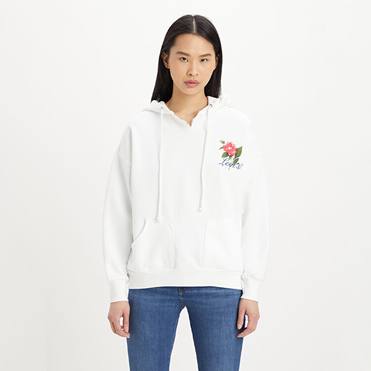 Levi's Graphic Lone Star Kadın Beyaz Kapüşonlu Hoodie